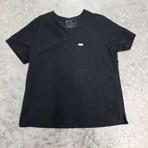 FIGS Technical‎ Collection Black Scrub Top Women's Size XL V Neck